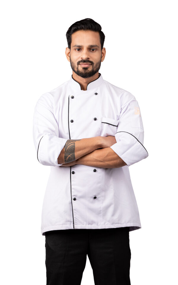 White Chefcoat with Checks Collar