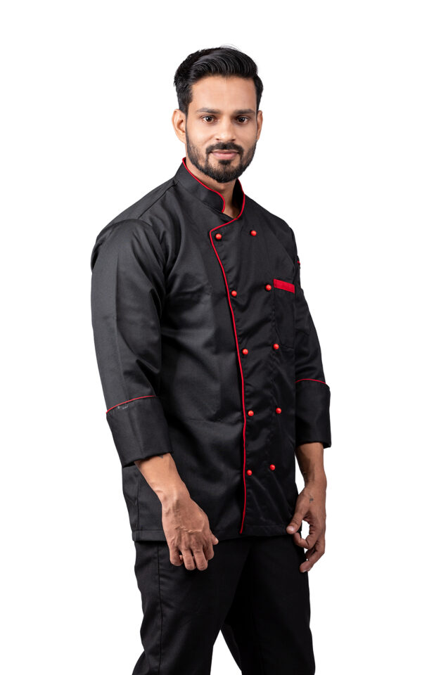 Black Chefcoat with Red piping