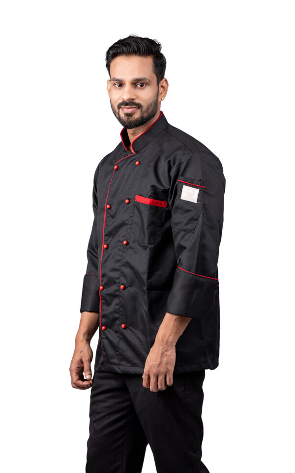 Black Chefcoat with Red piping