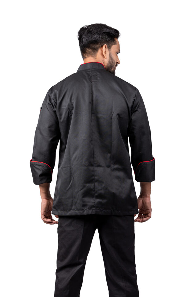 Black Chefcoat with Red piping
