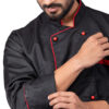 Black Chefcoat with Red piping