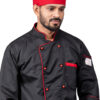 Black Chefcoat with Red piping