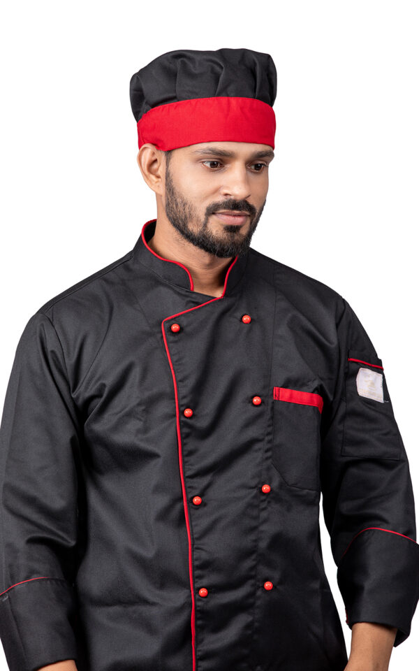 Black Chefcoat with Red piping