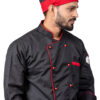 Black Chefcoat with Red piping