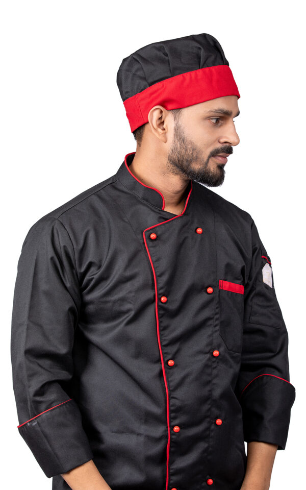 Black Chefcoat with Red piping