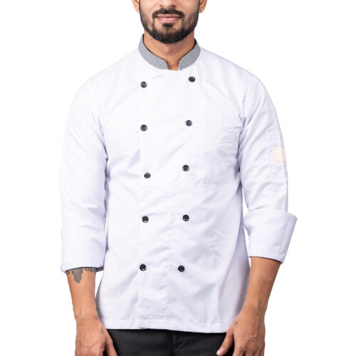 White Chefcoat with Checks Collar