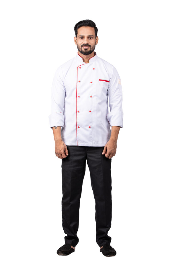 White Chefcoat with Red Piping