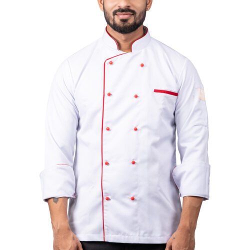 White Chefcoat with Red Piping