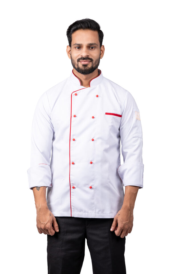 White Chefcoat with Red Piping