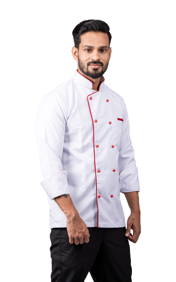 White Chefcoat with Red Piping