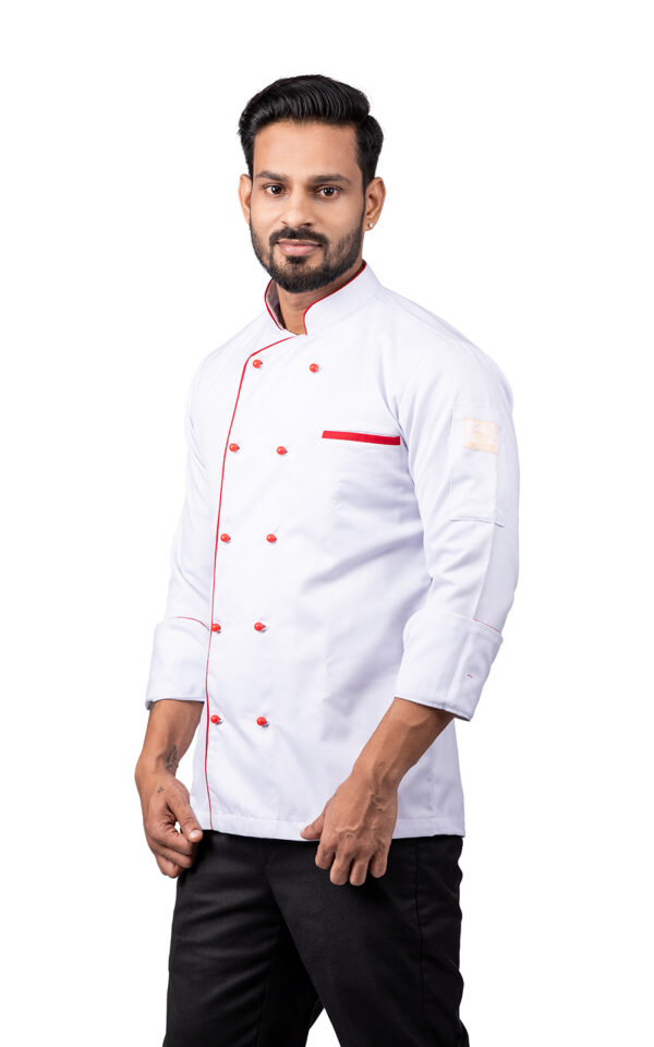 White Chefcoat with Red Piping