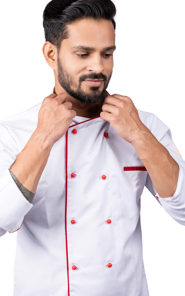 White Chefcoat with Red Piping