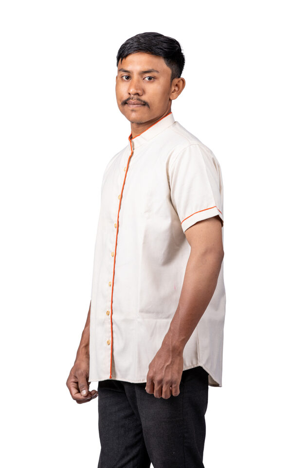 Beige Shirt with Orange Piping