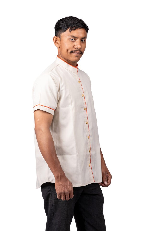 Beige Shirt with Orange Piping