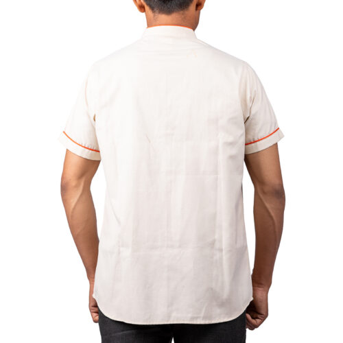 Beige Shirt with Orange Piping