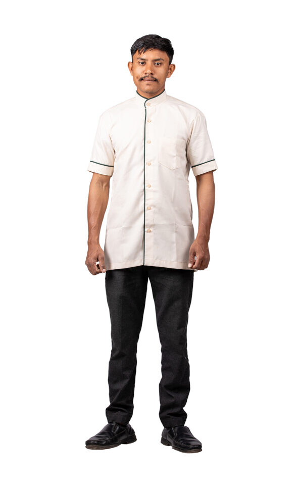 Beige Shirt with Green Piping
