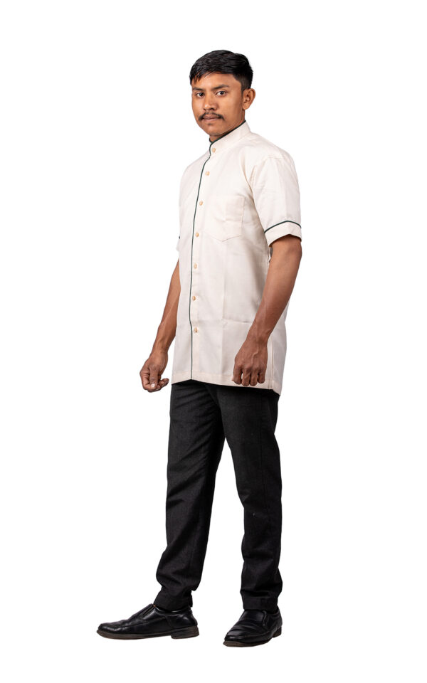 Beige Shirt with Green Piping