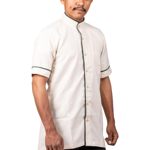 Beige Shirt with Green Piping