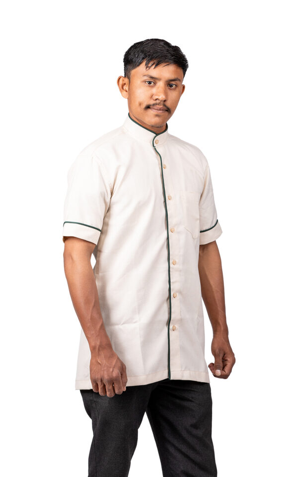 Beige Shirt with Green Piping