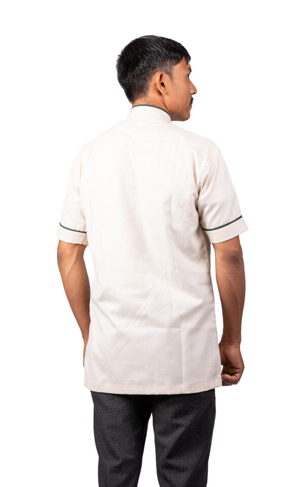 Beige Shirt with Green Piping