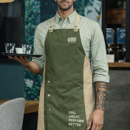 Branded Green & Beige Service Apron