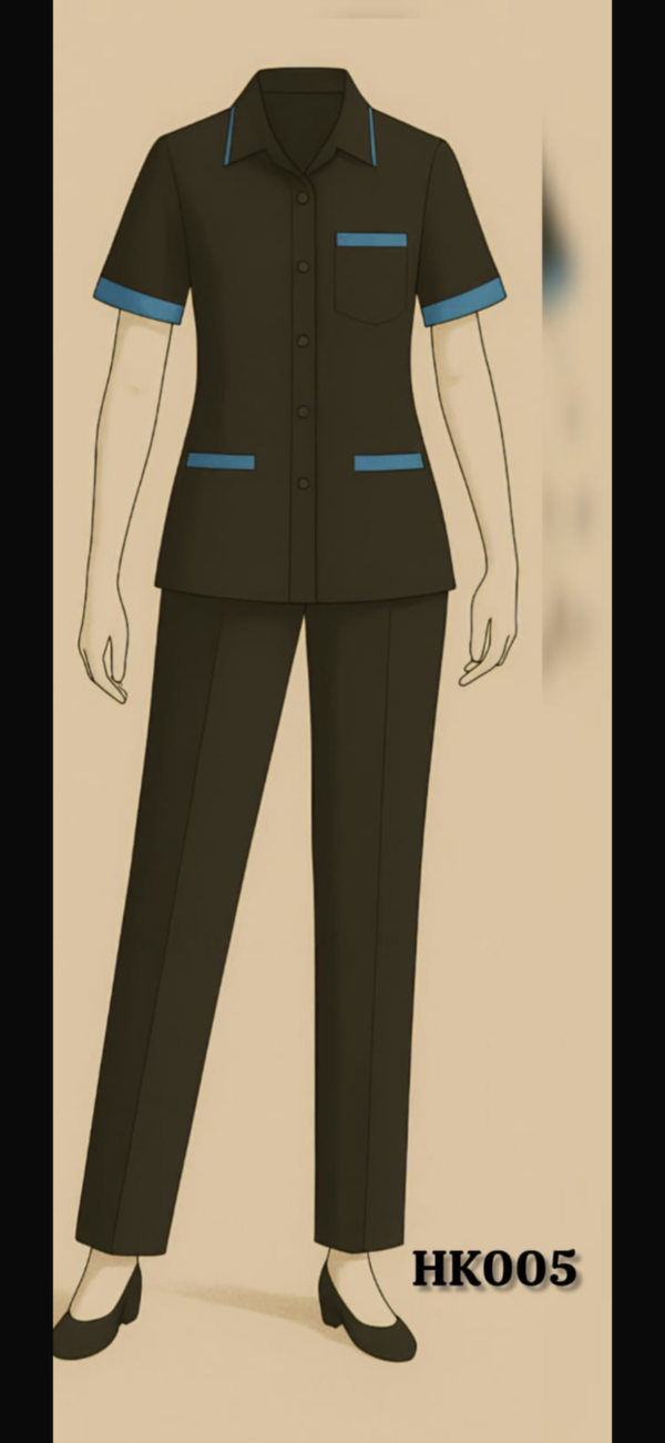 Charcoal Grey Women’s Uniform with Sky Blue Piping