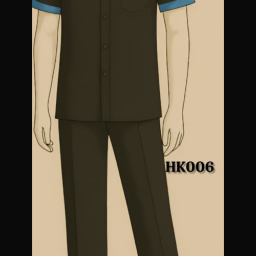 Charcoal Grey Men’s Uniform with Sky Blue Pocket Detail