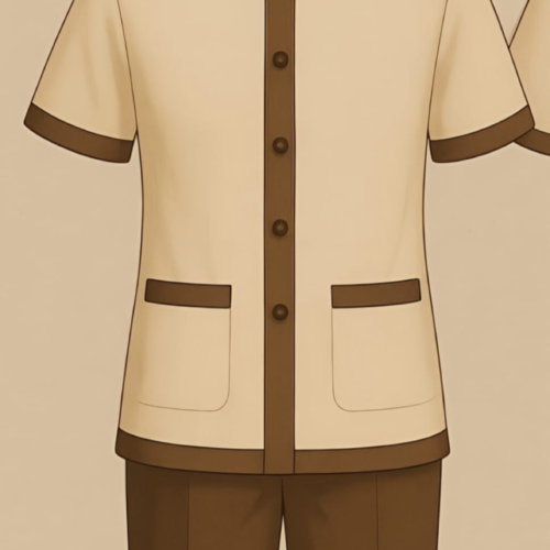 Cream and Coffee Brown Contrast Men Uniform Set