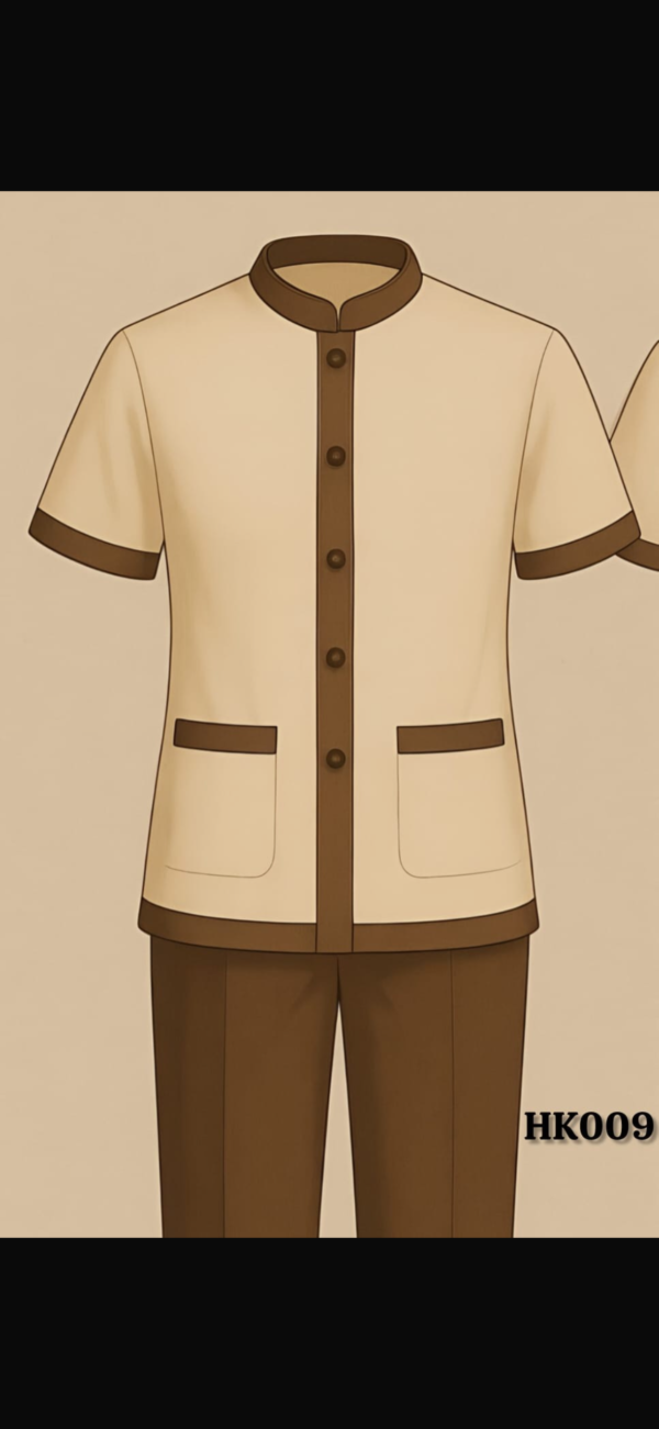 Cream and Coffee Brown Contrast Men Uniform Set