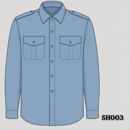 Sky Blue Long Sleeve Security/Work Shirt with Double Chest Pockets