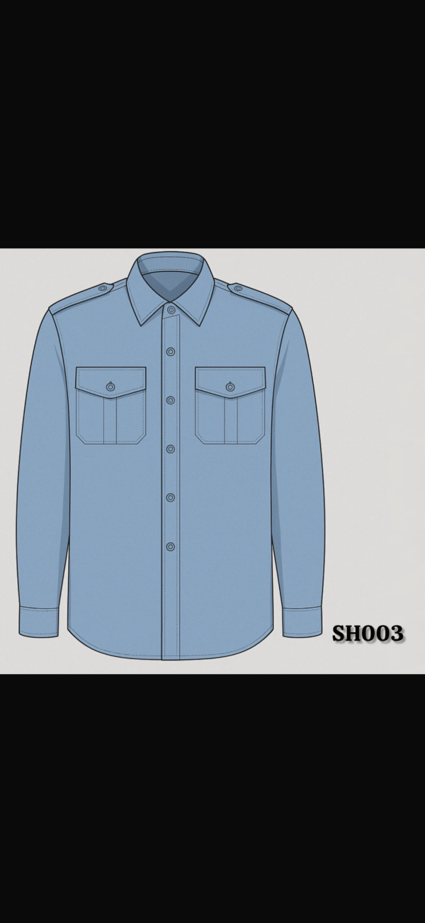 Sky Blue Long Sleeve Security/Work Shirt with Double Chest Pockets