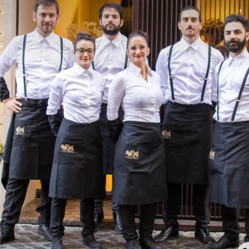 Professional Service Team in White Shirts, Black Suspenders
