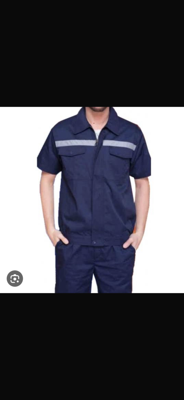 Modern Deep Navy Safety Uniform with Silver Reflective Chest Band and Concealed Zip-Closure