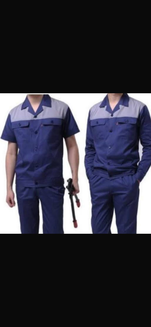 Modern Navy Industrial Uniform with Slate Grey Shoulder Yoke and Classic Button-Front