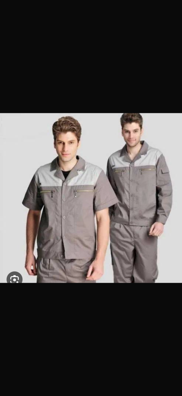 Modern Ash Grey Technician Suit with Silver Contrast Paneling and Dual Horizontal Zip-Pockets