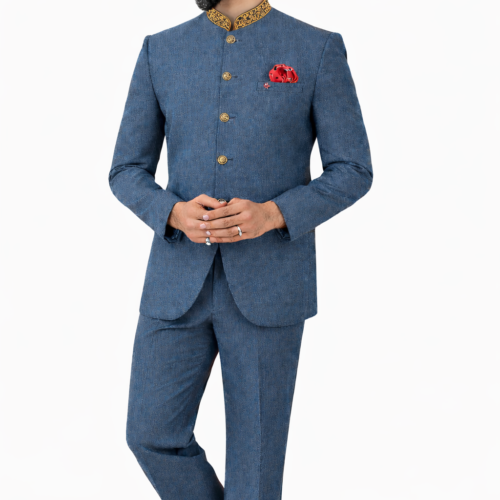 Guest Relations Manager - Premium Blue Bandhgala Suit