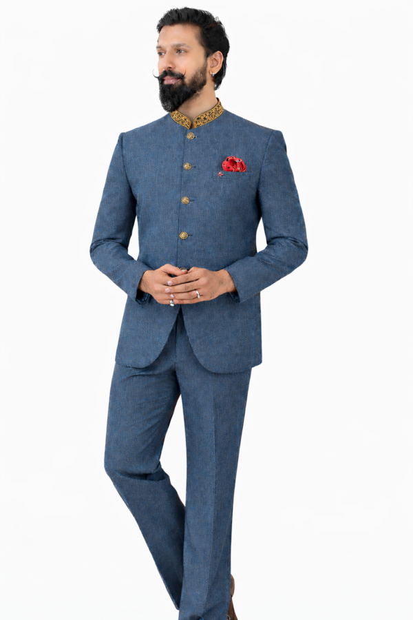 Guest Relations Manager - Premium Blue Bandhgala Suit