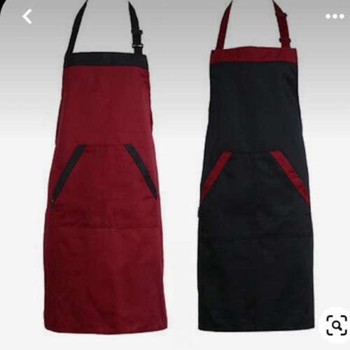 Red & Black Contrast Bib Apron Pair