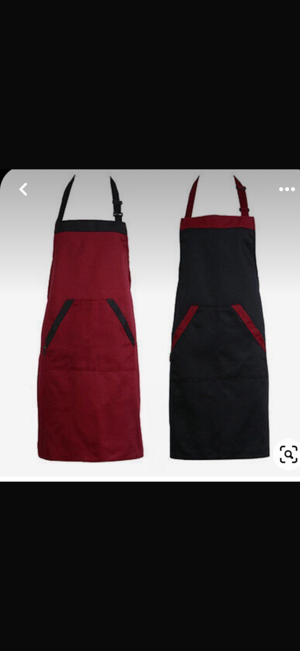 Red & Black Contrast Bib Apron Pair