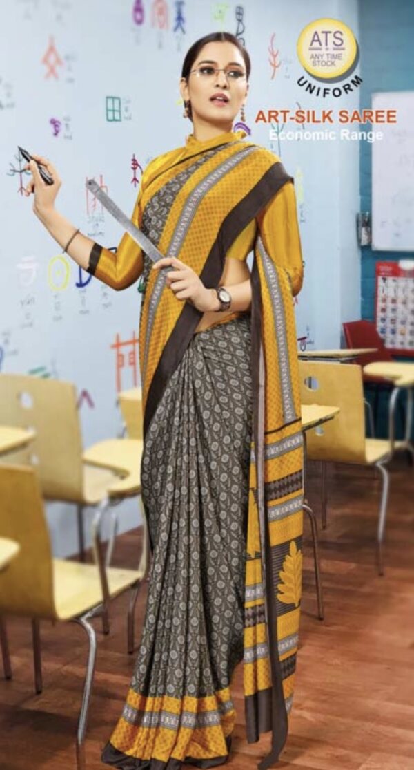 Educator Classic - Mustard & Grey Art-Silk Saree