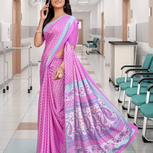 Hospital Grace - Pink Paisley Comfort Saree