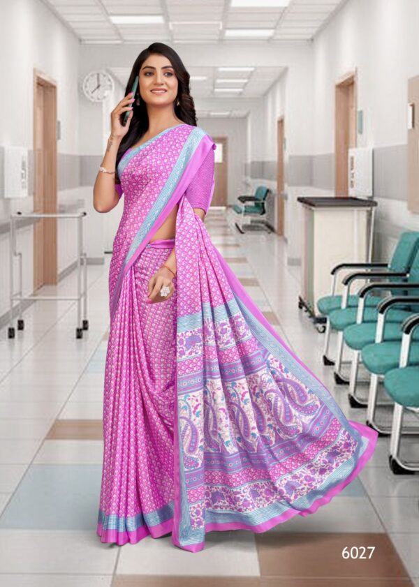 Hospital Grace - Pink Paisley Comfort Saree