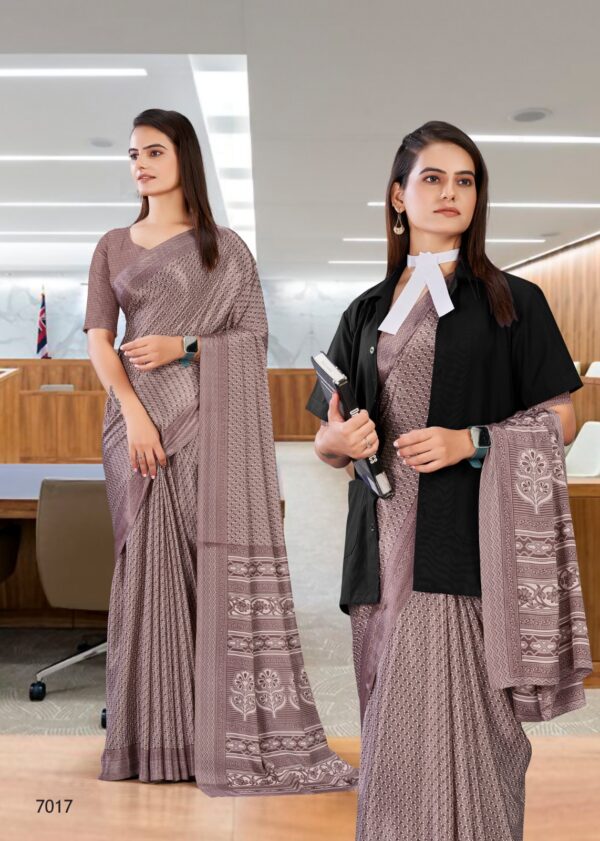 Admin Executive - Taupe Brown Formal Print Saree