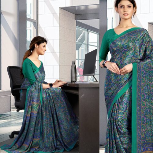 IT Professional - Teal Paisley Digital Print Saree