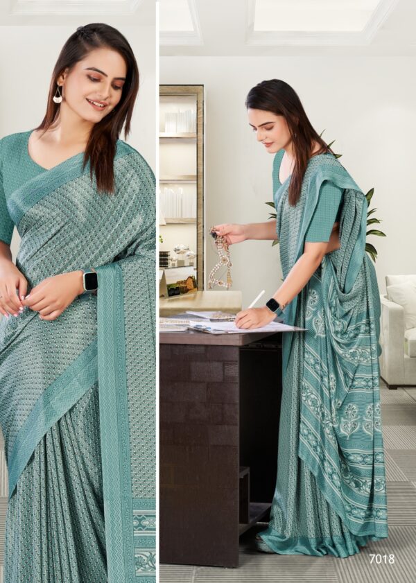 Front Desk Executive - Sea Green Jaipuri Print Saree