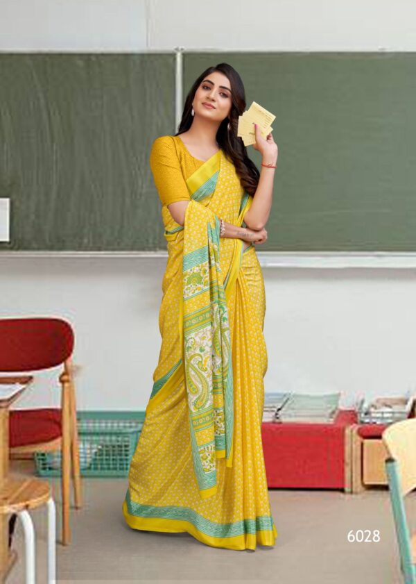 School Faculty - Sunshine Yellow Paisley Saree