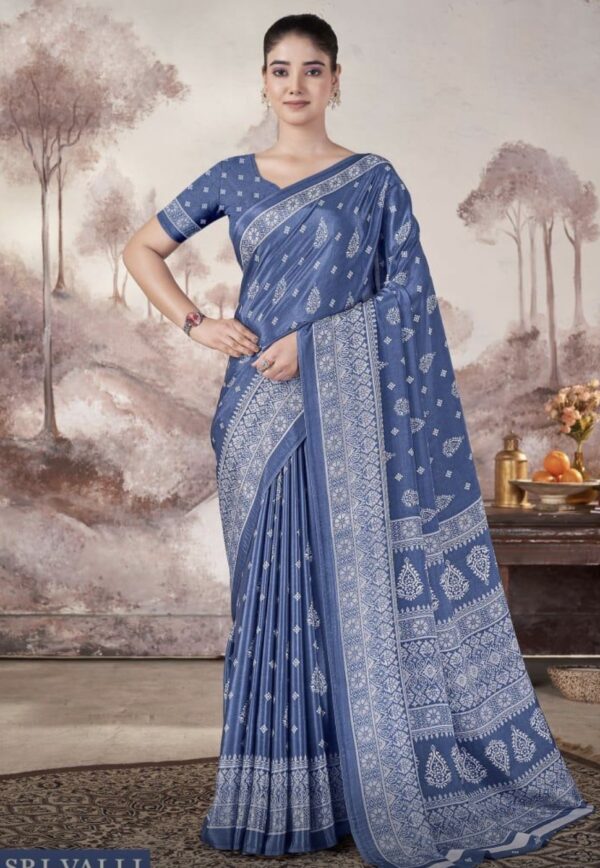 Heritage Curator - Indigo Blue Silver Motif Saree