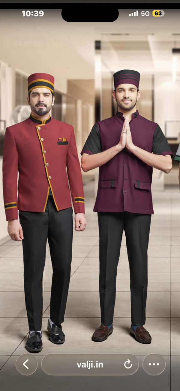 Traditional Bell Boy - Royal Red Gold Piping Doorman Set