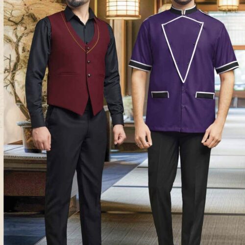 Resort Bell Boy - Maroon Waist Black Shirt Service Set