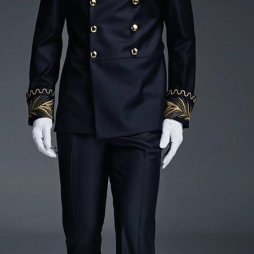 Ceremonial Bell Boy - Navy Blue Gold Embellished State Set